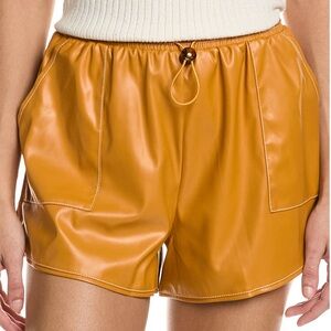 STAUD Veneto Shorts - Tan Faux Leather